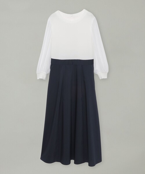 BLUE LABEL CRESTBRIDGE(ブルーレーベルクレストブリッジ)の「シアースリーブニットドッキングドレス(ワンピース・レディース・ブラック/オフホワイト・36/40/38)」の10枚目の写真