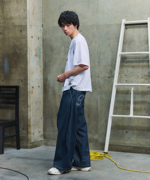 ILL'S(イルズ)の「タック バック刺繍 ストライプパンツ / 2-TUCK BACK EMBROIDERED STRIPE PANTS メンズ ウィメンズ ユニセックス(その他パンツ・メンズ・ブラック/ネイビー・L/M)」の8枚目の写真