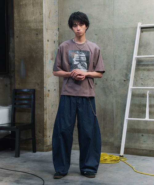 ILL'S(イルズ)の「タック バック刺繍 ストライプパンツ / 2-TUCK BACK EMBROIDERED STRIPE PANTS メンズ ウィメンズ ユニセックス(その他パンツ・メンズ・ブラック/ネイビー・L/M)」の15枚目の写真