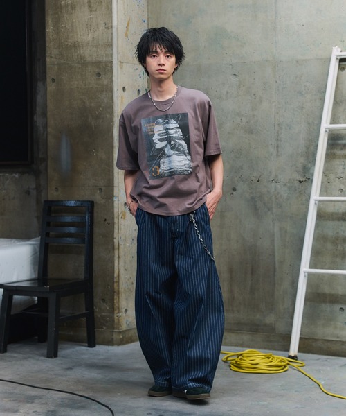 ILL'S(イルズ)の「タック バック刺繍 ストライプパンツ / 2-TUCK BACK EMBROIDERED STRIPE PANTS メンズ ウィメンズ ユニセックス(その他パンツ・メンズ・ブラック/ネイビー・L/M)」の16枚目の写真
