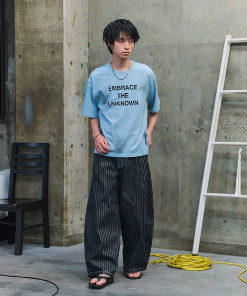 ILL'S(イルズ)の「タック バック刺繍 ストライプパンツ / 2-TUCK BACK EMBROIDERED STRIPE PANTS メンズ ウィメンズ ユニセックス(その他パンツ・メンズ・ブラック/ネイビー・L/M)」の20枚目の写真