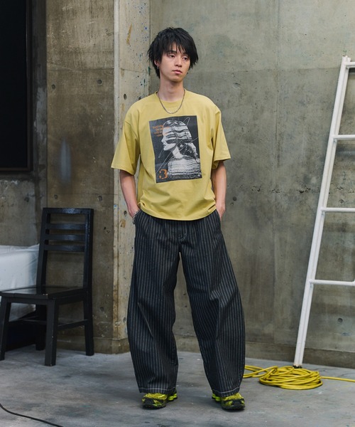 ILL'S(イルズ)の「タック バック刺繍 ストライプパンツ / 2-TUCK BACK EMBROIDERED STRIPE PANTS メンズ ウィメンズ ユニセックス(その他パンツ・メンズ・ブラック/ネイビー・L/M)」の21枚目の写真
