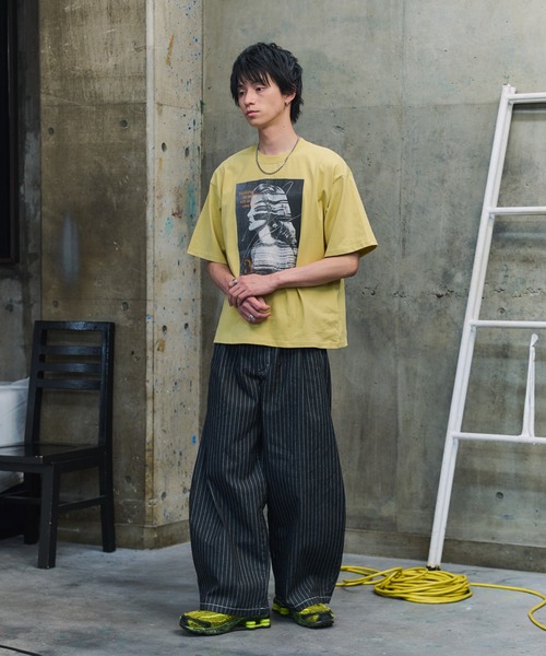 ILL'S(イルズ)の「タック バック刺繍 ストライプパンツ / 2-TUCK BACK EMBROIDERED STRIPE PANTS メンズ ウィメンズ ユニセックス(その他パンツ・メンズ・ブラック/ネイビー・L/M)」の22枚目の写真