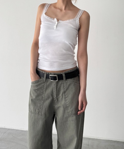 CANAL JEAN(キャナルジーン)の「El mar レースヘンリーキャミソール(キャミソール・レディース・ホワイト/ネイビー・ONE SIZE)」の2枚目の写真
