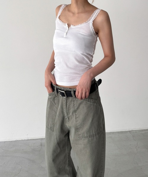 CANAL JEAN(キャナルジーン)の「El mar レースヘンリーキャミソール(キャミソール・レディース・ホワイト/ネイビー・ONE SIZE)」の8枚目の写真
