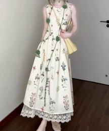 レース フラワー キャミソール ワンピース」に該当するファッション