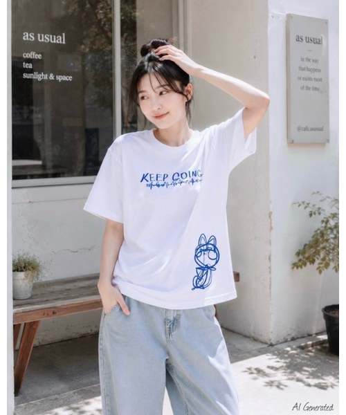 XHUA'T(スアト)の「キップゴーイングTシャツホワイト(Tシャツ/カットソー・メンズ・その他・1/2)」の1枚目の写真