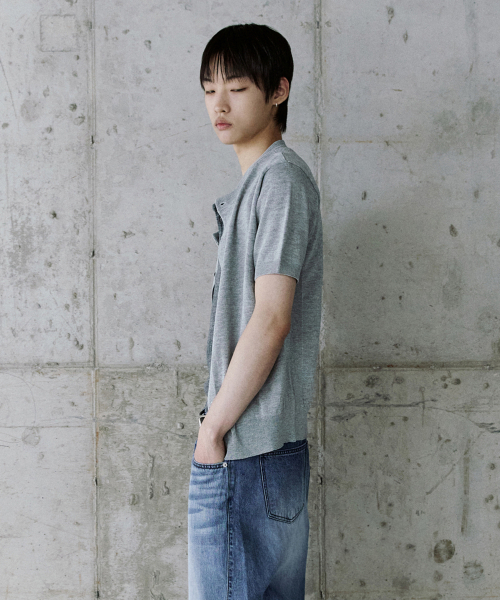 P.IN.O(ピインオ)の「クーリングラウンドセミクロップハーフニット - メランジ(Tシャツ/カットソー・メンズ・その他・MEDIUM/LARGE)」の3枚目の写真