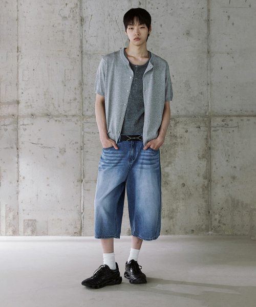 P.IN.O(ピインオ)の「クーリングラウンドセミクロップハーフニット - メランジ(Tシャツ/カットソー・メンズ・その他・MEDIUM/LARGE)」の4枚目の写真