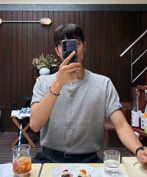 P.IN.O(ピインオ)の「クーリングラウンドセミクロップハーフニット - メランジ(Tシャツ/カットソー・メンズ・その他・MEDIUM/LARGE)」の6枚目の写真