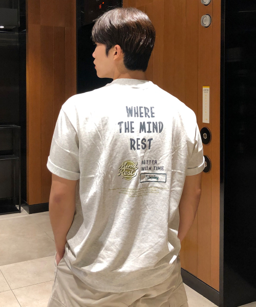 MINDBRIDGE（マインドブリッジ）の「[UNS]ドゥグッド_バックポイントオーバーサイズ半袖Tシャツ - 3カラー（Tシャツ/カットソー・メンズ・ライトブラウン/オートミール/グレー・100/105/110/95）」の14枚目の写真