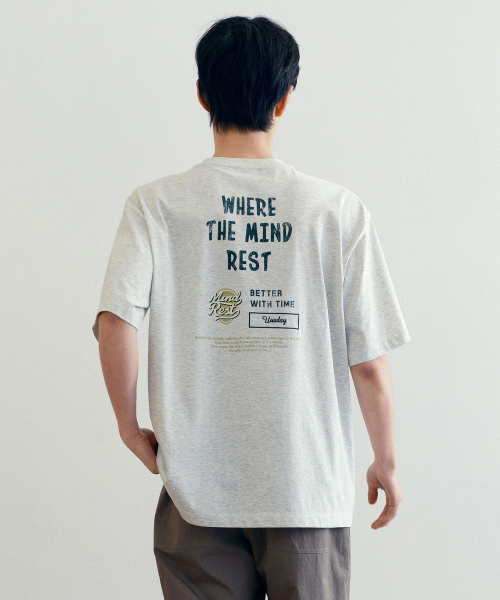 MINDBRIDGE（マインドブリッジ）の「[UNS]ドゥグッド_バックポイントオーバーサイズ半袖Tシャツ - 3カラー（Tシャツ/カットソー・メンズ・ライトブラウン/オートミール/グレー・100/105/110/95）」の12枚目の写真