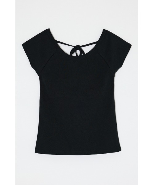 MOUSSY(マウジー)の「BACK OPEN SHORT SLEEVE Tシャツ(Tシャツ/カットソー・レディース・ブラック/ピンク/ホワイト・FREE)」の4枚目の写真