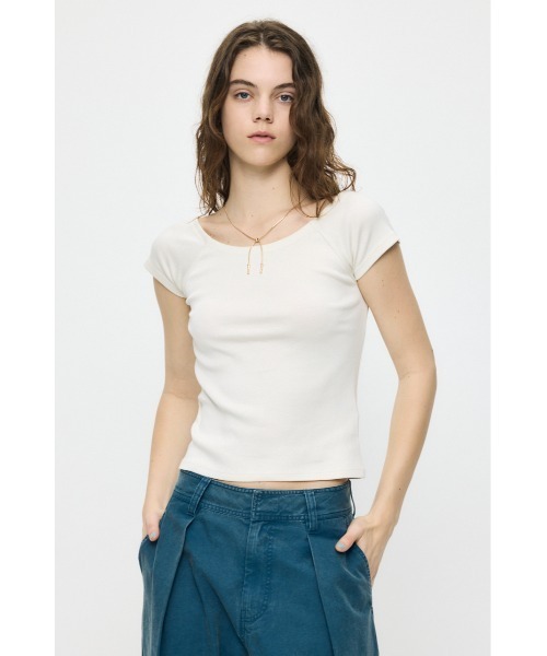 MOUSSY(マウジー)の「BACK OPEN SHORT SLEEVE Tシャツ(Tシャツ/カットソー・レディース・ブラック/ピンク/ホワイト・FREE)」の10枚目の写真