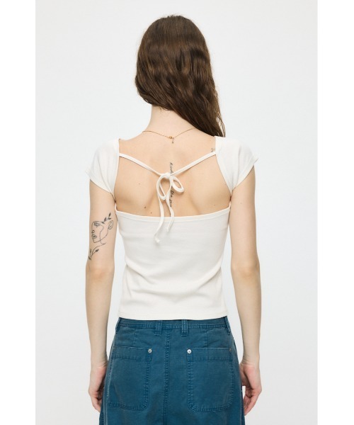 MOUSSY(マウジー)の「BACK OPEN SHORT SLEEVE Tシャツ(Tシャツ/カットソー・レディース・ブラック/ピンク/ホワイト・FREE)」の12枚目の写真