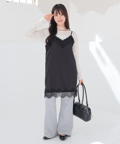 Honeys(ハニーズ)の「シアーペプラムトップス(Tシャツ/カットソー・レディース・ブラック×ホワイト/ブラウン系その他2/ホワイト×ブラック・L/M/S)」の6枚目の写真