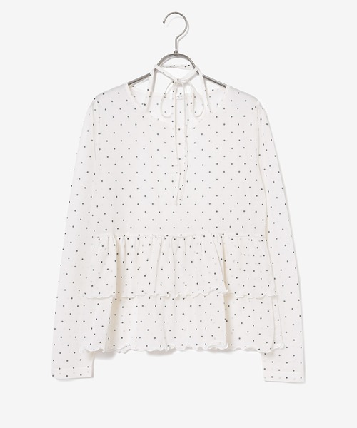 Honeys(ハニーズ)の「シアーペプラムトップス(Tシャツ/カットソー・レディース・ブラック×ホワイト/ブラウン系その他2/ホワイト×ブラック・L/M/S)」の14枚目の写真