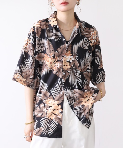 FUNALIVE(ファンアライブ)の「【2026新作】アロハシャツ 半端袖(シャツ/ブラウス・メンズ・ブラック/ブルー/カーキ/ピンク/ブラウン/ベージュ/イエロー・F)」の10枚目の写真