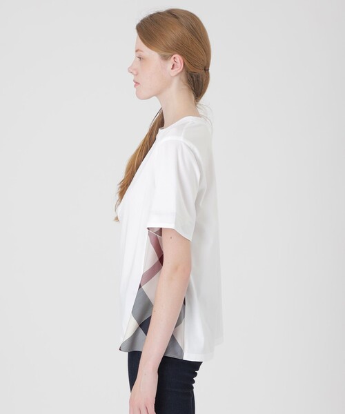 BLUE LABEL CRESTBRIDGE（ブルーレーベルクレストブリッジ）の「プレーティングシルケット天竺サイドチェックTシャツ（Tシャツ/カットソー・レディース・ダークネイビー/ブラック/ホワイト・38/40）」の16枚目の写真