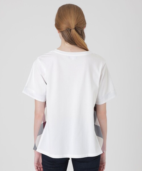 BLUE LABEL CRESTBRIDGE（ブルーレーベルクレストブリッジ）の「プレーティングシルケット天竺サイドチェックTシャツ（Tシャツ/カットソー・レディース・ダークネイビー/ブラック/ホワイト・38/40）」の17枚目の写真