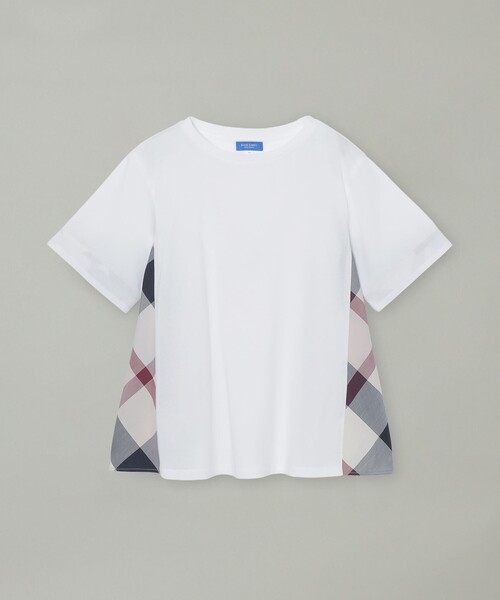 BLUE LABEL CRESTBRIDGE（ブルーレーベルクレストブリッジ）の「プレーティングシルケット天竺サイドチェックTシャツ（Tシャツ/カットソー・レディース・ダークネイビー/ブラック/ホワイト・38/40）」の19枚目の写真