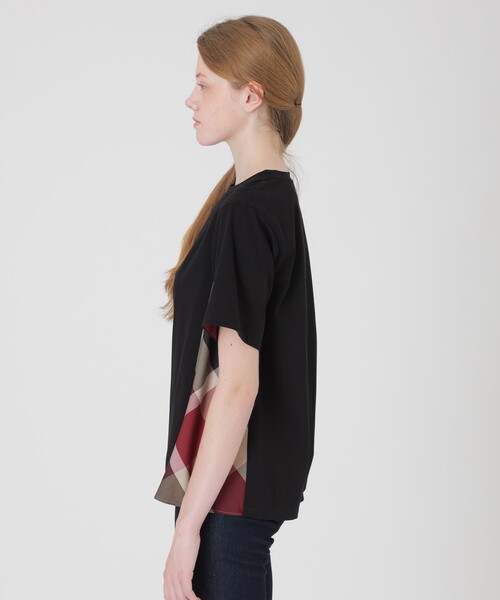 BLUE LABEL CRESTBRIDGE（ブルーレーベルクレストブリッジ）の「プレーティングシルケット天竺サイドチェックTシャツ（Tシャツ/カットソー・レディース・ダークネイビー/ブラック/ホワイト・38/40）」の13枚目の写真