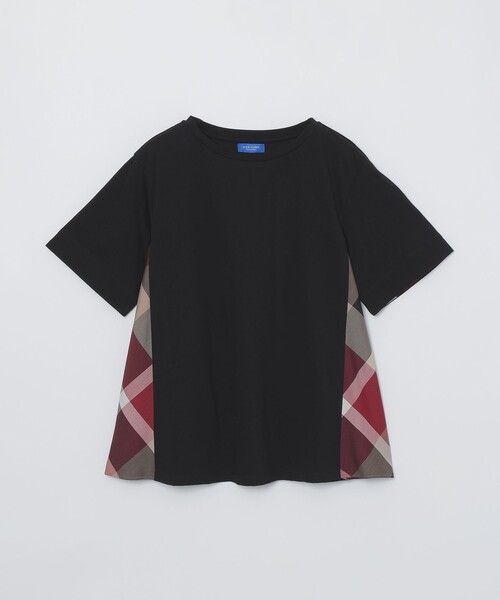 BLUE LABEL CRESTBRIDGE（ブルーレーベルクレストブリッジ）の「プレーティングシルケット天竺サイドチェックTシャツ（Tシャツ/カットソー・レディース・ダークネイビー/ブラック/ホワイト・38/40）」の11枚目の写真