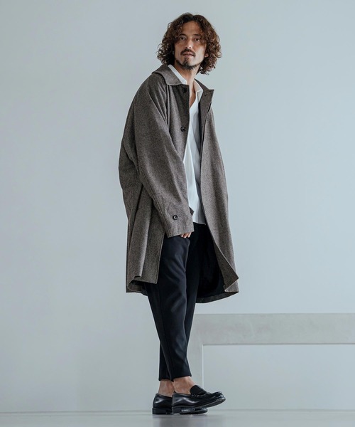 Magine(マージン)の「mj11743-Herringbone Tweed Oversized Balmacaan Coat バルマカンコート(MGN-263-013)(その他アウター・メンズ・ホワイト/ブラック/チャコール・44/46/48)」の7枚目の写真