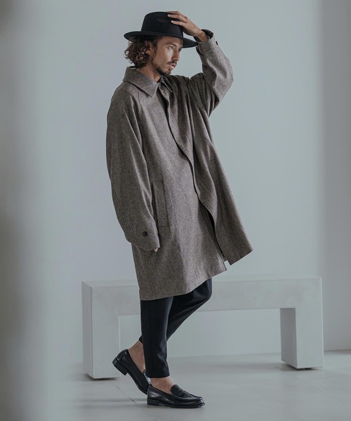 Magine(マージン)の「mj11743-Herringbone Tweed Oversized Balmacaan Coat バルマカンコート(MGN-263-013)(その他アウター・メンズ・ホワイト/ブラック/チャコール・44/46/48)」の10枚目の写真