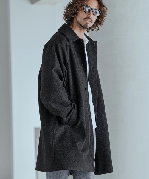 Magine(マージン)の「mj11743-Herringbone Tweed Oversized Balmacaan Coat バルマカンコート(MGN-263-013)(その他アウター・メンズ・ホワイト/ブラック/チャコール・44/46/48)」の11枚目の写真