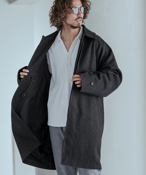Magine(マージン)の「mj11743-Herringbone Tweed Oversized Balmacaan Coat バルマカンコート(MGN-263-013)(その他アウター・メンズ・ホワイト/ブラック/チャコール・44/46/48)」の12枚目の写真