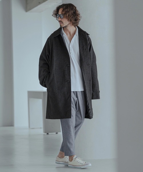 Magine(マージン)の「mj11743-Herringbone Tweed Oversized Balmacaan Coat バルマカンコート(MGN-263-013)(その他アウター・メンズ・ホワイト/ブラック/チャコール・44/46/48)」の13枚目の写真