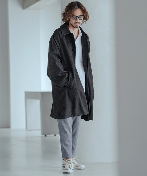 Magine(マージン)の「mj11743-Herringbone Tweed Oversized Balmacaan Coat バルマカンコート(MGN-263-013)(その他アウター・メンズ・ホワイト/ブラック/チャコール・44/46/48)」の14枚目の写真