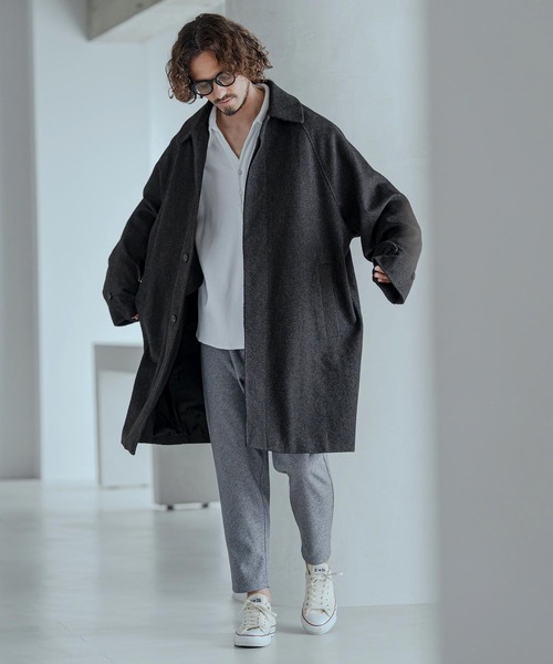 Magine(マージン)の「mj11743-Herringbone Tweed Oversized Balmacaan Coat バルマカンコート(MGN-263-013)(その他アウター・メンズ・ホワイト/ブラック/チャコール・44/46/48)」の15枚目の写真