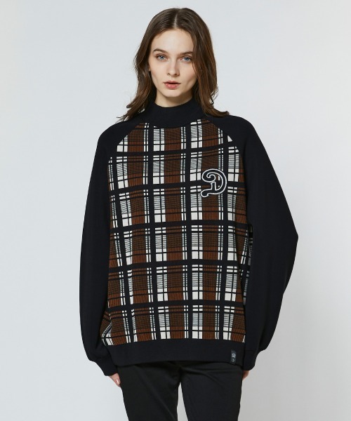 DOUBLE STANDARD CLOTHING（ダブルスタンダードクロージング）の「ドッキングチェックニット（ニット/セーター・レディース・ブラウン・FREE）」の3枚目の写真