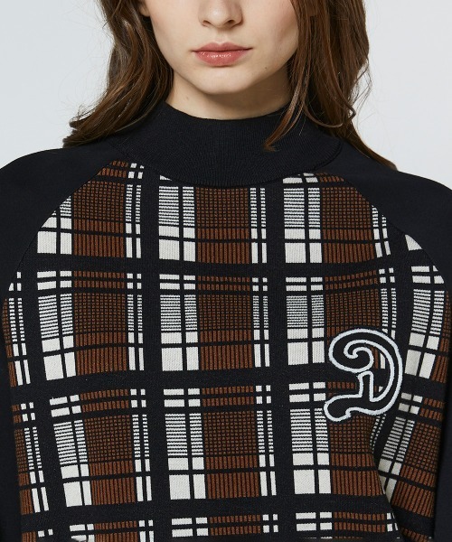DOUBLE STANDARD CLOTHING（ダブルスタンダードクロージング）の「ドッキングチェックニット（ニット/セーター・レディース・ブラウン・FREE）」の6枚目の写真
