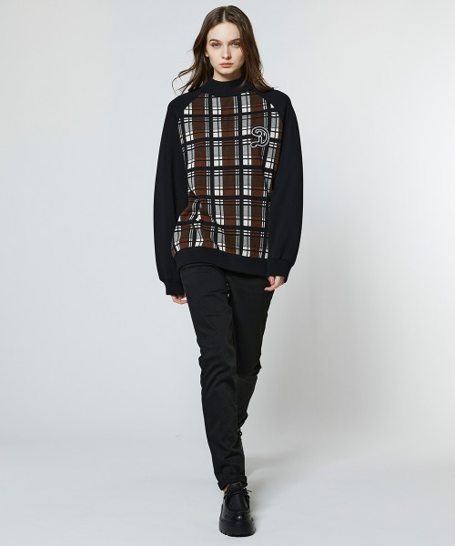 DOUBLE STANDARD CLOTHING（ダブルスタンダードクロージング）の「ドッキングチェックニット（ニット/セーター・レディース・ブラウン・FREE）」の12枚目の写真