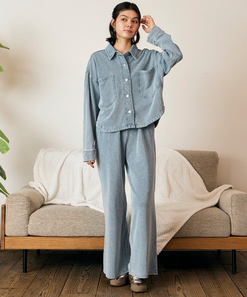 RIKKA FEMME（リッカファム）の「RIKKA FEMME/リッカファム 長袖シャツ RF6F-2601（シャツ/ブラウス・レディース・レオパード/ブルー・S/M/M/L）」の5枚目の写真
