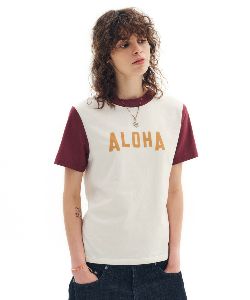 HELLO SUNRISE(ハローサンライズ)の「Aloha 2Tone Tee(W)_Ivory(Tシャツ/カットソー・レディース・アイボリー・OS)」の1枚目の写真