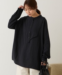 【Aunely】洗練 バンドカラーシャツチュニック<YOSOOIシリーズ>