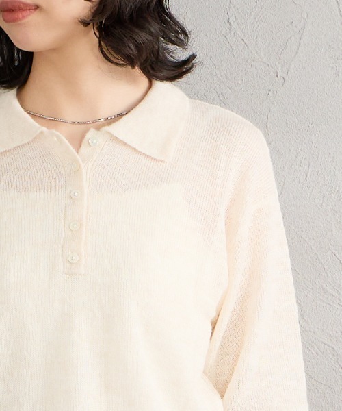 Healthknit（ヘルスニット）の「[HEALTHKNIT/ヘルスニット] 別注 モヘアブレンドポロニット（ニット/セーター・レディース・ブラック/ブルー/ピンク/オフホワイト/グレー・F）」の8枚目の写真