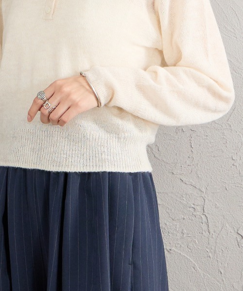 Healthknit（ヘルスニット）の「[HEALTHKNIT/ヘルスニット] 別注 モヘアブレンドポロニット（ニット/セーター・レディース・ブラック/ブルー/ピンク/オフホワイト/グレー・F）」の9枚目の写真