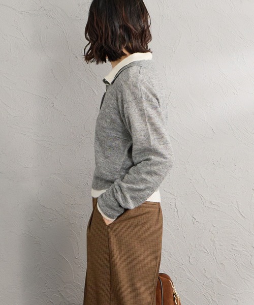 Healthknit（ヘルスニット）の「[HEALTHKNIT/ヘルスニット] 別注 モヘアブレンドポロニット（ニット/セーター・レディース・ブラック/ブルー/ピンク/オフホワイト/グレー・F）」の21枚目の写真