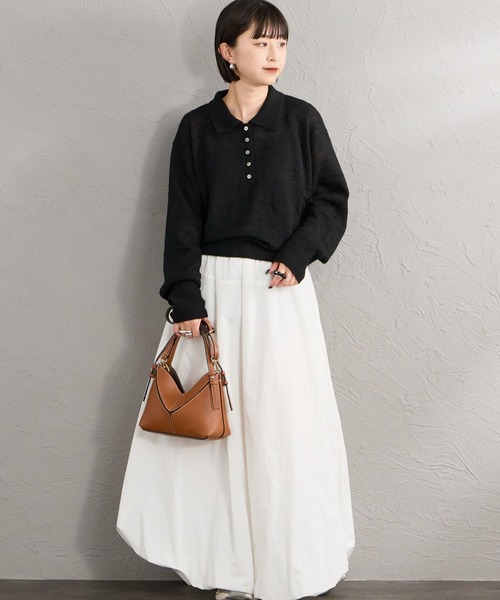 Healthknit（ヘルスニット）の「[HEALTHKNIT/ヘルスニット] 別注 モヘアブレンドポロニット（ニット/セーター・レディース・ブラック/ブルー/ピンク/オフホワイト/グレー・F）」の14枚目の写真
