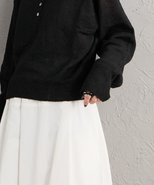 Healthknit（ヘルスニット）の「[HEALTHKNIT/ヘルスニット] 別注 モヘアブレンドポロニット（ニット/セーター・レディース・ブラック/ブルー/ピンク/オフホワイト/グレー・F）」の19枚目の写真
