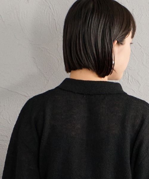Healthknit（ヘルスニット）の「[HEALTHKNIT/ヘルスニット] 別注 モヘアブレンドポロニット（ニット/セーター・レディース・ブラック/ブルー/ピンク/オフホワイト/グレー・F）」の18枚目の写真