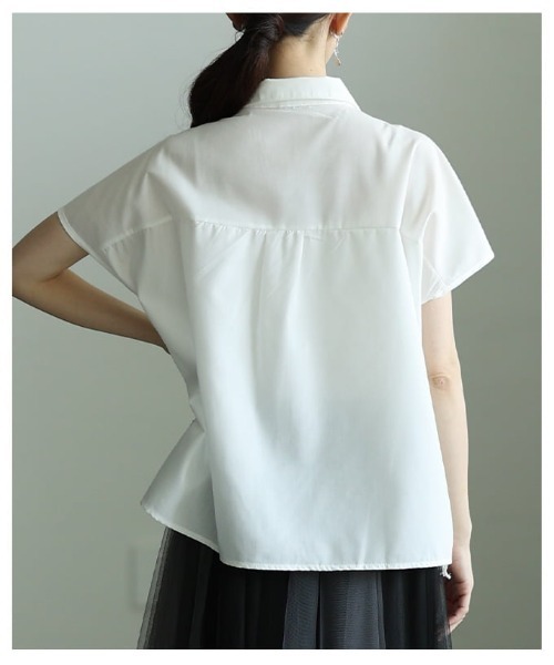 Sawa a la mode（サワアラモード）の「レース切替フレンチスリーブシャツ（シャツ/ブラウス・レディース・ブラック/オフホワイト・FREE）」の10枚目の写真