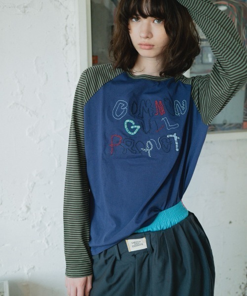 common gull products.(コモンガルプロダクツ)の「暮れかけのラグラン(Tシャツ/カットソー・レディース・ネイビー/ダークブラウン系/キナリ/イエロー系/イエロー系1/ミント・SMALL/MEDIUM/LARGE)」の4枚目の写真