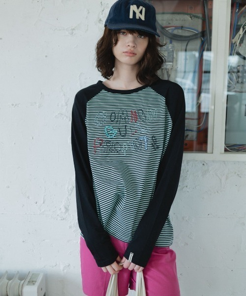 common gull products.(コモンガルプロダクツ)の「暮れかけのラグラン(Tシャツ/カットソー・レディース・ネイビー/ダークブラウン系/キナリ/イエロー系/イエロー系1/ミント・SMALL/MEDIUM/LARGE)」の3枚目の写真