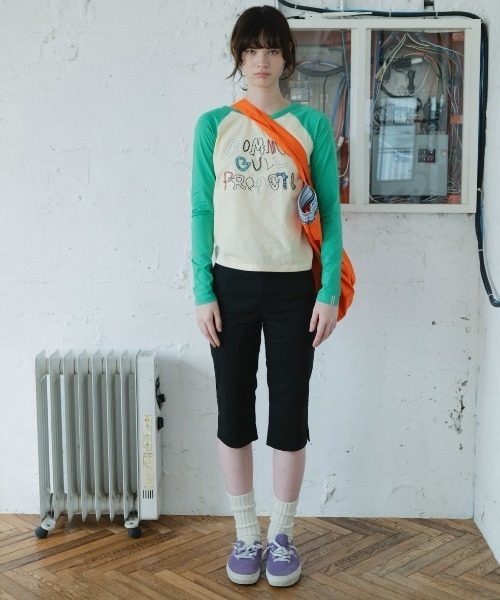 common gull products.(コモンガルプロダクツ)の「暮れかけのラグラン(Tシャツ/カットソー・レディース・ネイビー/ダークブラウン系/キナリ/イエロー系/イエロー系1/ミント・SMALL/MEDIUM/LARGE)」の7枚目の写真